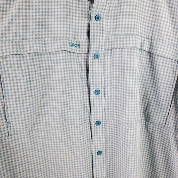 Game Guard Outdoors Fishing Shirt Mens 4X Blue Gingham Short Sleeve Vented - Picture 4 of 10